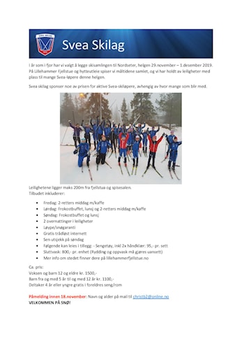 Bli med på skisamling på Nordseter 29.11 - 1.12